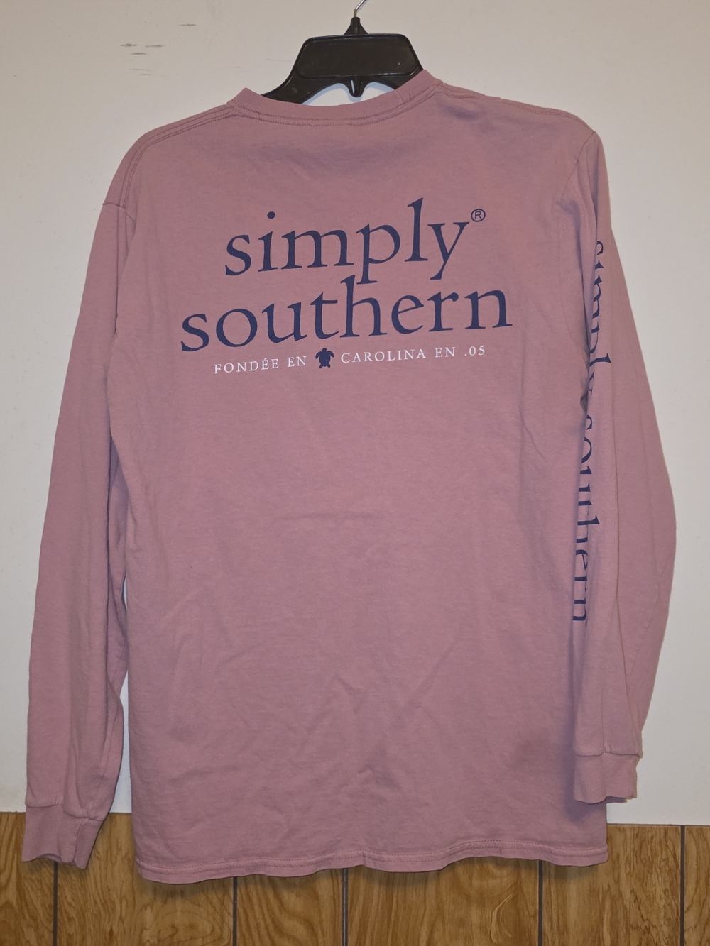 Simply Southern Long Sleeve Tee - Dusty Rose with Navy Logo